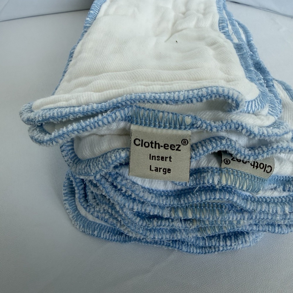 12 Cloth-eez Cotton Inserts Cloth Diapers Blue Serged Edges Washed Never Used